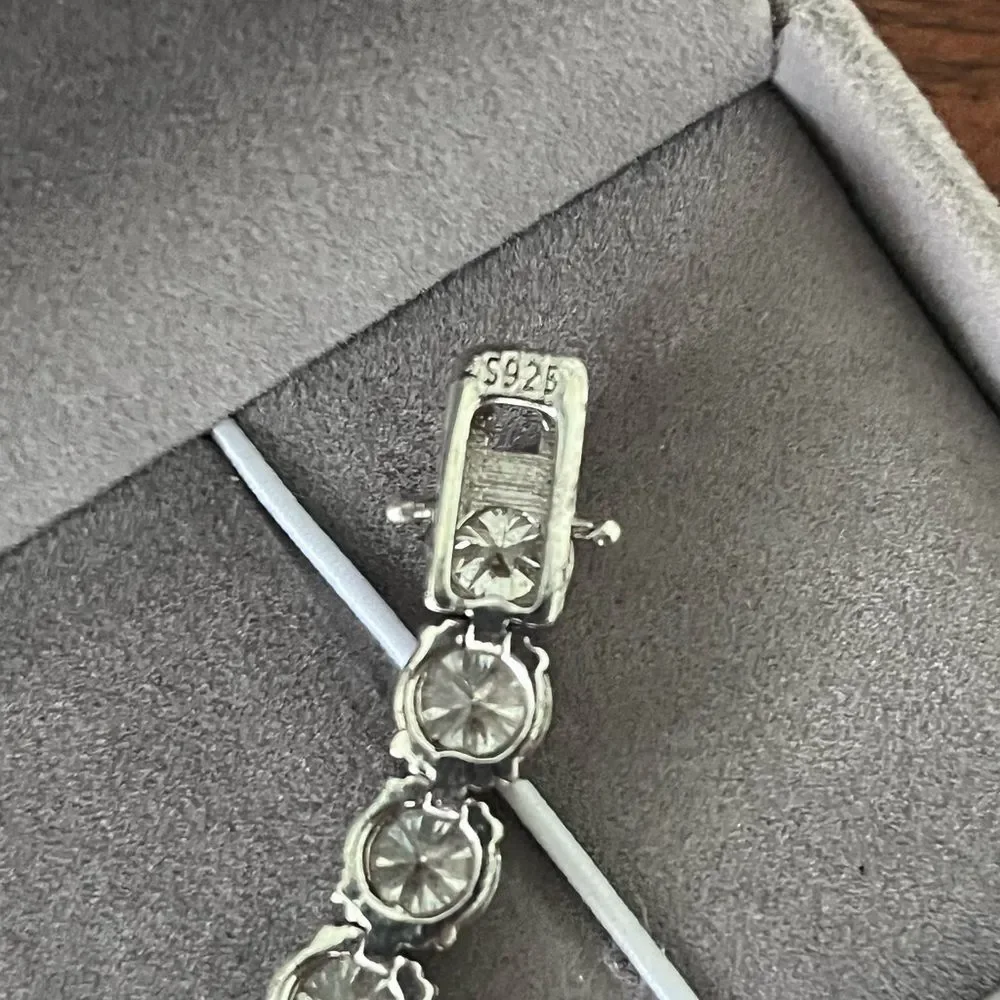 Moissanite Tennis Bracelet 6.5mm White Gold Over 925 Silver VVS Colorless 7.5”